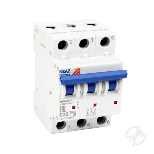 Выключатель автоматический трехполюсный 50А C 6кА AC OptiDin BM63-3C50-УХЛ3 (260800)