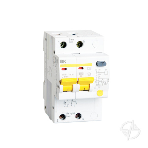 Дифференциальный автоматический выключатель АД12 2Р 25А 30мА IEK Дифференциальный автоматический выключатель АД12 2Р 25А 30мА IEK