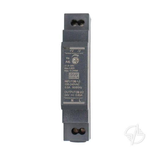 Блок питания AC-DC, 15.2Вт, вход 85-264 В AC 47-63Гц,120-370В DC, выход 24В,0.63А, в кожухе на DIN-рейку (HDR-15-24)