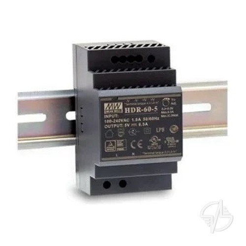 Блок питания AC-DC, 60Вт, вход 85-264 В AC 47-63Гц,120-370В DC, выход 12В,2.5А, в кожухе на DIN-рейку (HDR-60-12)