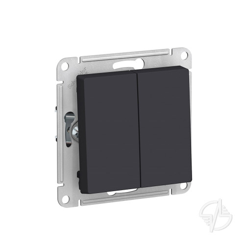 Переключатель двухклавишный ATLASDESIGN схема 6 10АХ механизм карбон