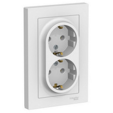 Розетка ATLASDESIGN двойная с заземлением 16А в сборе белый (ATN000124) Розетка ATLASDESIGN двойная с заземлением 16А в сборе белый (ATN000124)