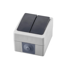 Выключатель 2-клавишный, STEKKER, PSW10-121-54, открытой установки, 250В, 10А, IP54, серый/графит (32753) Выключатель 2-клавишный, STEKKER, PSW10-121-54, открытой установки, 250В, 10А, IP54, серый/графит (32753)