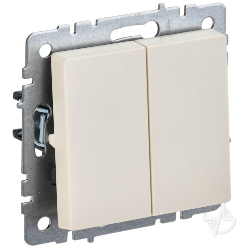 Выключатель двухклавишный 10А ВС10-2-0-БрКр бежевый BRITE (BR-V20-0-10-K10)