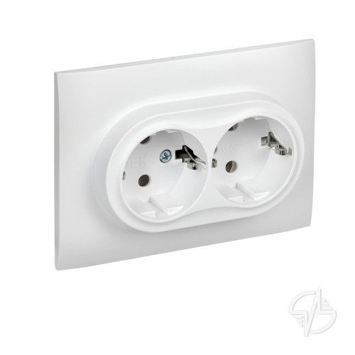 Розетка 2-местная с заземлением без защитных шторок 16А в сборе SK-R08W арктический белый IEK Skandy (SK-R21-16-K01-F) Розетка 2-местная с заземлением без защитных шторок 16А в сборе SK-R08W арктический белый IEK Skandy (SK-R21-16-K01-F)