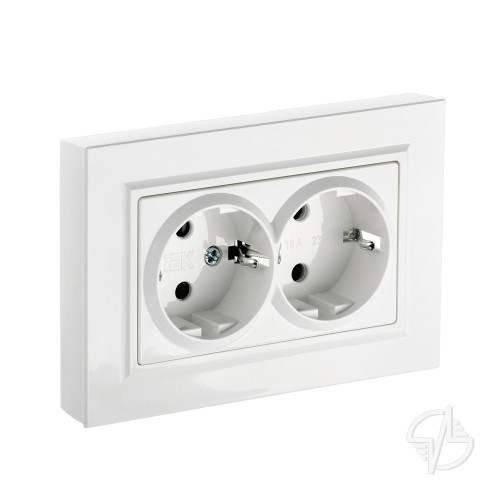 Розетка 2-я с заземлением без з. шторок 16А в сборе РС12-3-БрБ белый IEK BRITE (BR-R21-16-K01-F)
