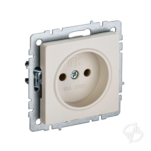 Розетка без заземлен. шторки 10А РС10-1-0-БрКр бежевый IEK BRITE (BR-R10-10-K10)
