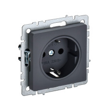 Розетка с заземлением без з. шторок 16А РС11-1-0-БрГ графит IEK BRITE (BR-R11-16-K53)