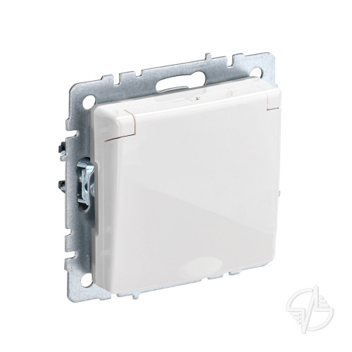 Розетка с заземлением шторки с крышкой 16А IP20 РСбш10-3-БрБбелый IEK BRITE (BR-R16-16-K01)