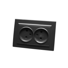 Розетка 2-местная б/з STEKKER, PST10-9013-03, 250В, 10А, с защитной шторкой, серия Эрна, черный (39478) Розетка 2-местная б/з STEKKER, PST10-9013-03, 250В, 10А, с защитной шторкой, серия Эрна, черный (39478)