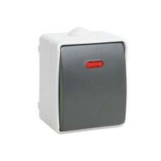 Выключатель 1-клавишный для открытой установки с индикацией ВС20-1-1-ФСр ФОРС IP54 IEK Выключатель 1-клавишный для открытой установки с индикацией ВС20-1-1-ФСр ФОРС IP54 IEK