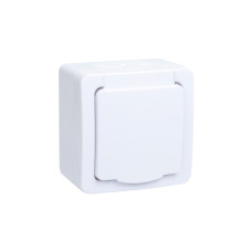 Розетка 1-местная для открытой установки РСб20-3-ГПБб с заземляющим контактом IP54 ГЕРМЕС PLUS (цвет крышки:белый) IEK