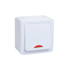 Выключатель 1-клавишный для открытой установки с индикацией ВС20-1-1-ГПБ IP54 ГЕРМЕС PLUS (цвет клавиши: белый) IEK