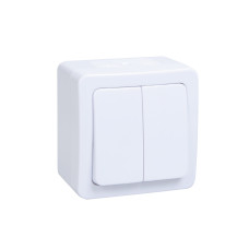 Выключатель 2-клавишный для открытой установки ВС20-2-0-ГПБ IP54 ГЕРМЕС PLUS (цвет клавиши: белый) IEK