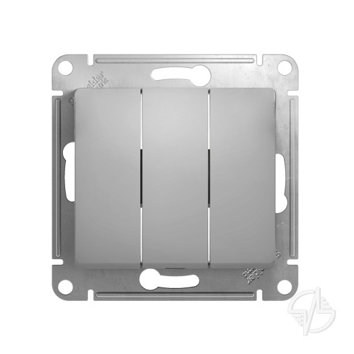 GLOSSA Выключатель трехклавишный в рамку алюминий схема 3 (GSL000331)