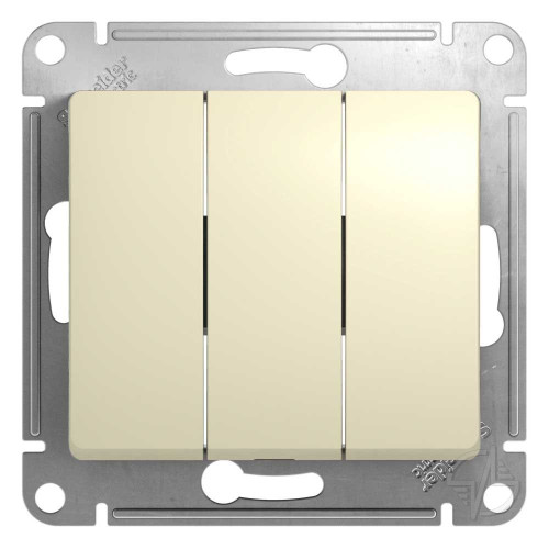 GLOSSA Выключатель трехклавишный в рамку бежевый сх.3 (GSL000231)