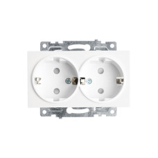 Розетка 2-местная с/з (механизм), STEKKER GLS16-7114-03, 250В, 16А с защитной шторкой, серия Катрин, серебро (39584) Розетка 2-местная с/з (механизм), STEKKER GLS16-7114-03, 250В, 16А с защитной шторкой, серия Катрин, серебро (39584)