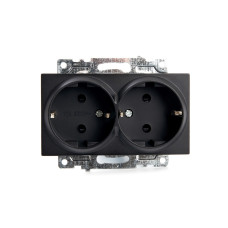 Розетка 2-местная с/з (механизм), STEKKER GLS16-7114-05, 250В, 16А с защитной шторкой, серия Катрин, черный (39612) Розетка 2-местная с/з (механизм), STEKKER GLS16-7114-05, 250В, 16А с защитной шторкой, серия Катрин, черный (39612)