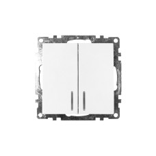 Выключатель 2-клавишный c индикатором (механизм), STEKKER GLS10-7102-01, 250В, 10А, серия Катрин, белый (39301) Выключатель 2-клавишный c индикатором (механизм), STEKKER GLS10-7102-01, 250В, 10А, серия Катрин, белый (39301)