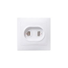 Розетка двойная КВАРТА компьютерная и телефонная белая (EIK10-K01-DM)