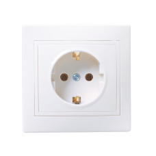 Розетка с заземлением КВАРТА без шторок белая в сборе (ERK14-K01-16-DM)