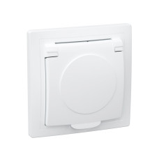 Розетка с заземлением КВАРТА с крышкой белая (ERK15-K01-16-DM)