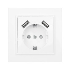 Минск Розетка 1-местная СП с/з 16А белая с защ, штор, с 2 USB 2,1А EKF (ERR16-028-100-2USB) Минск Розетка 1-местная СП с/з 16А белая с защ, штор, с 2 USB 2,1А EKF (ERR16-028-100-2USB)