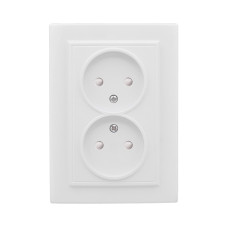 Минск Розетка 2-местная СП без заземления 10А белая с защ, штор, EKF Basic (ERR10-102-100)