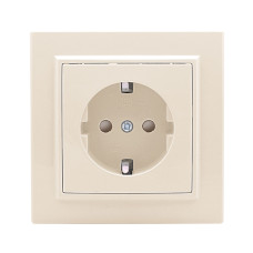 Розетка 1-мест, СП с/з 16А бежевый с защ, штор, Минск EKF (ERR16-028-200)