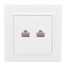 Розетка RJ-45 2-местная СП Минск белая EKF (ERK02-035-10) Розетка RJ-45 2-местная СП Минск белая EKF (ERK02-035-10)