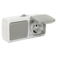 Мурманск Блок розетка 1-м 16А с заземлением с крышкой+ 1-кл выключатель IP54 серый EKF (EFRV16-050-30-540) Мурманск Блок розетка 1-м 16А с заземлением с крышкой+ 1-кл выключатель IP54 серый EKF (EFRV16-050-30-540)