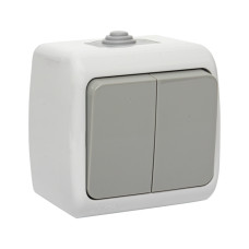 Мурманск Выключатель 2-клавишный 10А IP54 серый EKF (EFV10-023-30-54) Мурманск Выключатель 2-клавишный 10А IP54 серый EKF (EFV10-023-30-54)