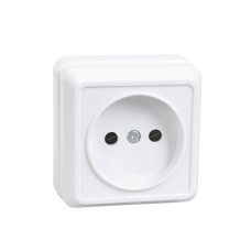 Розетка 1-местная для открытой установки РС20-2-ОБ без заземляющего контакта 10А ОКТАВА белый IEK