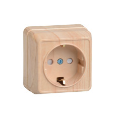Розетка 1-местная для открытой установки РСш20-3-ОС с заземляющим контактом с защитной шторкой 16А ОКТАВА сосна IEK