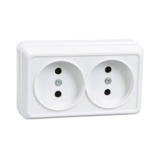 Розетка 2-местная для открытой установки РС22-2-ОБ без заземляющего контакта 10А ОКТАВА белый IEK (ERO20-K01-10-DC)