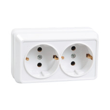 Розетка 2-местная для открытой установки РС22-3-ОБ с заземляющим контактом 16А ОКТАВА белый IEK Розетка 2-местная для открытой установки РС22-3-ОБ с заземляющим контактом 16А ОКТАВА белый IEK