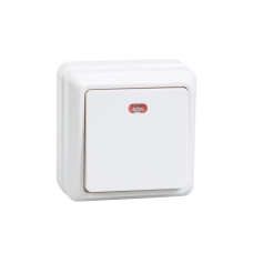 Выключатель 1-клавишный для открытой установки с индикацией ВС20-1-1-ОБ 10А ОКТАВА белый IEK