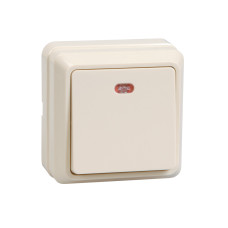 Выключатель 1-клавишный для открытой установки с индикацией ВС20-1-1-ОКм 10А ОКТАВА кремовый IEK