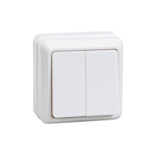 Выключатель 2-клавишный для открытой установки ВС20-2-0-ОБ 10А ОКТАВА белый IEK