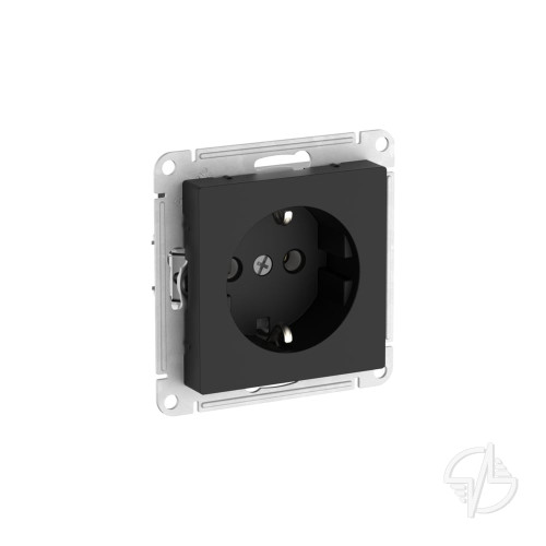 Розетка с заземлением, 16А, быстрозажимные клеммы, карбон Atlasdesign Systeme Electric (ATN001043S)