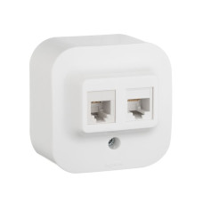 Quteo Розетка телефонная+компьютерная RJ11+RJ45 категория 5 UTP белая наружная (782221)