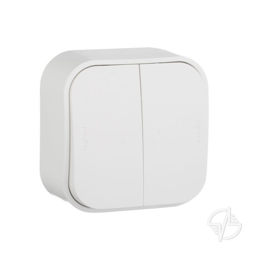 Quteo Выключатель двухклавишный наружный белый 10А Legrand/Quteo (782202)