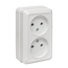 Рим Розетка 2-местная 10А без заземления белая EKF (ENR10-102-10) Рим Розетка 2-местная 10А без заземления белая EKF (ENR10-102-10)