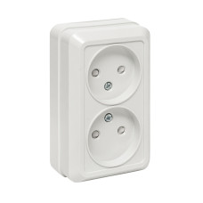 Рим Розетка 2-местная 10А без заземления белая с защ, штор, EKF (ENR10-102-100) Рим Розетка 2-местная 10А без заземления белая с защ, штор, EKF (ENR10-102-100)