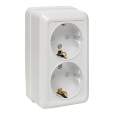Рим Розетка 2-местная 16А с заземлением белая с защ, штор, EKF (ENR16-128-100) Рим Розетка 2-местная 16А с заземлением белая с защ, штор, EKF (ENR16-128-100)