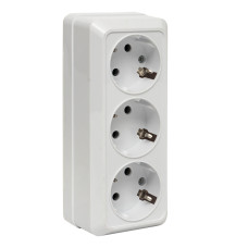 Рим Розетка 3-местная 16А с заземлением белая EKF (ENR16-228-10) Рим Розетка 3-местная 16А с заземлением белая EKF (ENR16-228-10)