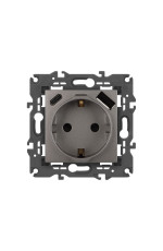 Розетка Elegance 14-4108-16 2P+E 16A-250В со шторками с USB type-A+C 5В-3А титан ЭРА (Б0067695)