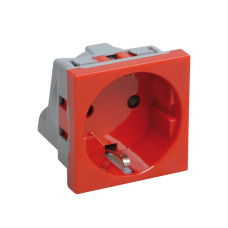 Розетка РКС-20-32-П-К с заземляющим контактом 2к (на 2 модуля) ПРАЙМЕР красная IEK