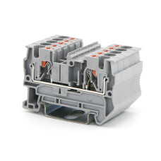 Клемма проходная , зажим push-in, 2 точки подключения, 4 кв.мм, серая (VPR-4-GY)