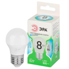 Лампа светодиодная LED 8Вт 800Лм 4000К E27 шар яркий белый свет P45-8W-840-E27 GREEN LINE (Б0067073)
